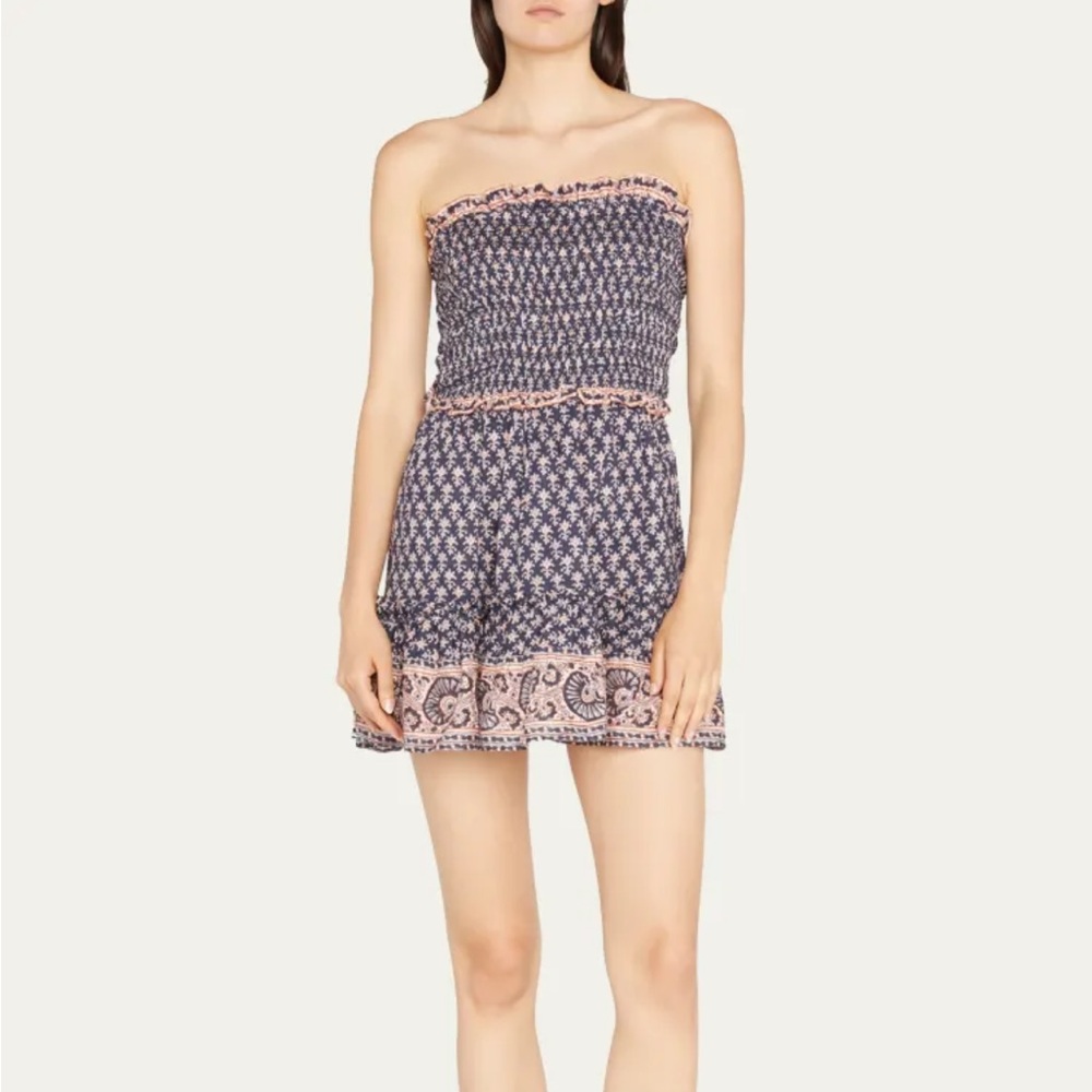 Sea New York Navy and Light Pink Strapless Mini Dress